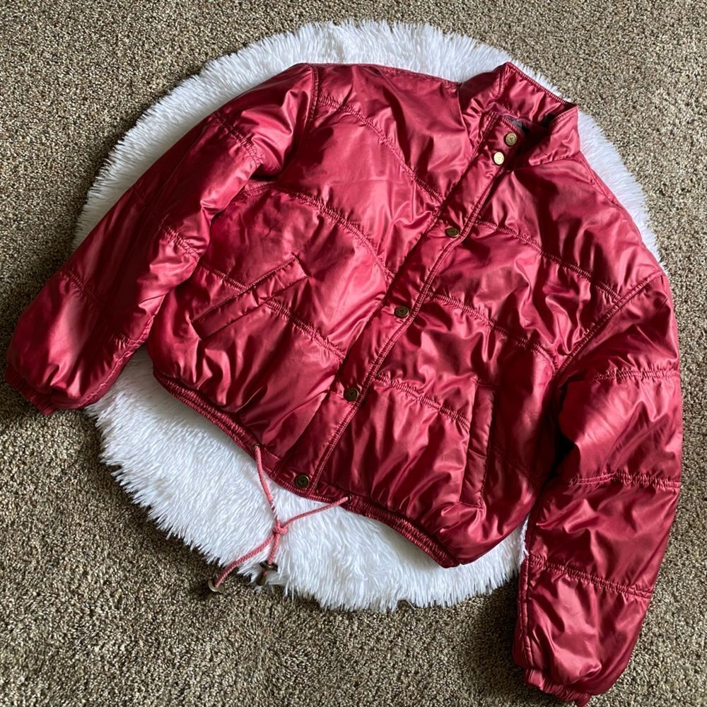 Liz Wear Puffer Coat Vintage‎ Pink Snap & Zip Front Womens Size Medium